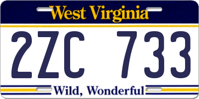 WV license plate 2ZC733