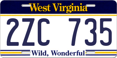 WV license plate 2ZC735