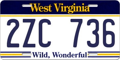 WV license plate 2ZC736