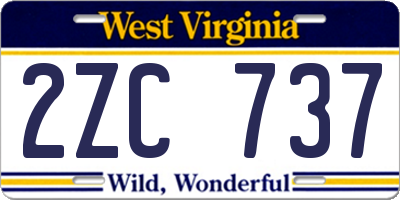 WV license plate 2ZC737