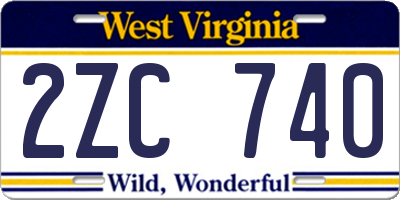 WV license plate 2ZC740
