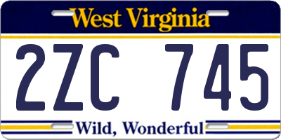 WV license plate 2ZC745