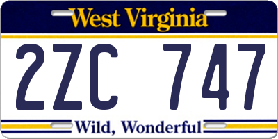 WV license plate 2ZC747