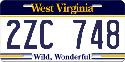 WV license plate 2ZC748