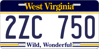 WV license plate 2ZC750