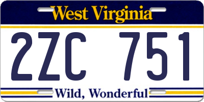 WV license plate 2ZC751