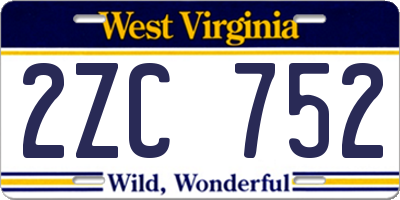 WV license plate 2ZC752