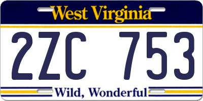 WV license plate 2ZC753