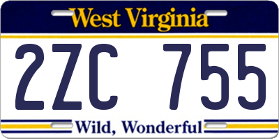 WV license plate 2ZC755
