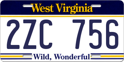 WV license plate 2ZC756
