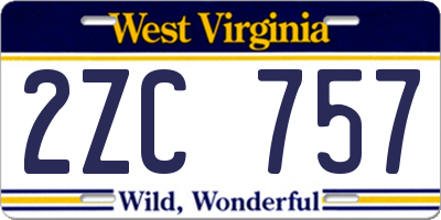 WV license plate 2ZC757