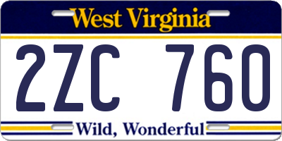 WV license plate 2ZC760