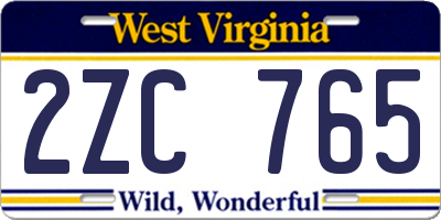 WV license plate 2ZC765