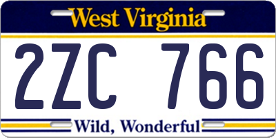 WV license plate 2ZC766