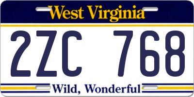 WV license plate 2ZC768