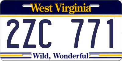 WV license plate 2ZC771