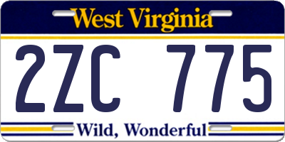 WV license plate 2ZC775