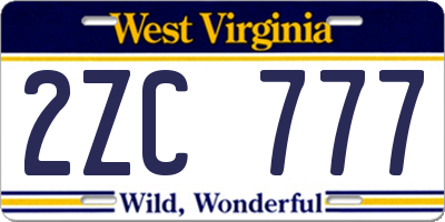 WV license plate 2ZC777