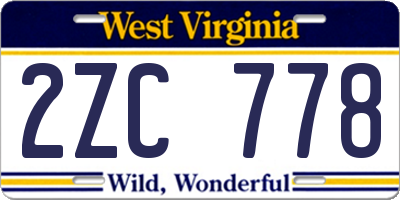 WV license plate 2ZC778