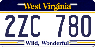 WV license plate 2ZC780