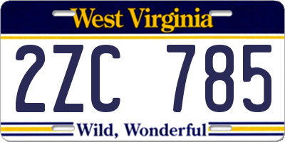 WV license plate 2ZC785