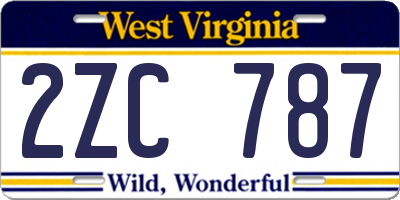 WV license plate 2ZC787