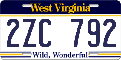 WV license plate 2ZC792