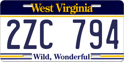 WV license plate 2ZC794