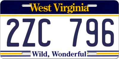 WV license plate 2ZC796