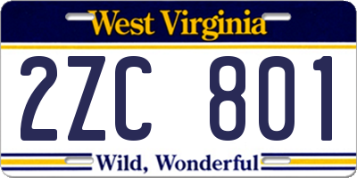 WV license plate 2ZC801