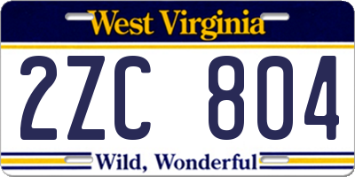 WV license plate 2ZC804