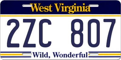 WV license plate 2ZC807