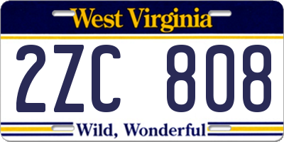 WV license plate 2ZC808