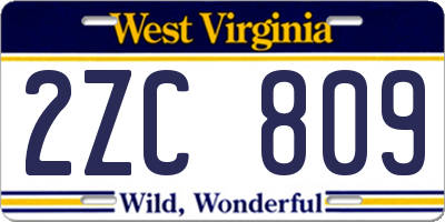 WV license plate 2ZC809