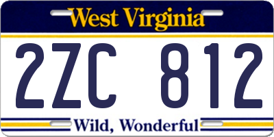 WV license plate 2ZC812