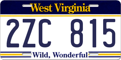 WV license plate 2ZC815