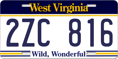 WV license plate 2ZC816