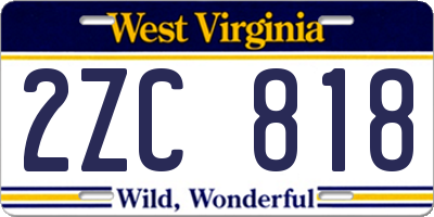 WV license plate 2ZC818