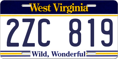 WV license plate 2ZC819