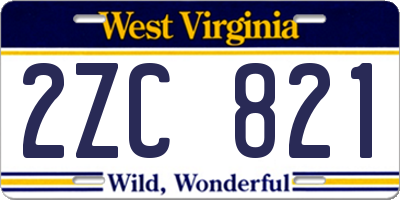 WV license plate 2ZC821