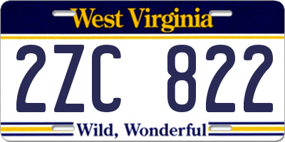 WV license plate 2ZC822