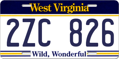 WV license plate 2ZC826