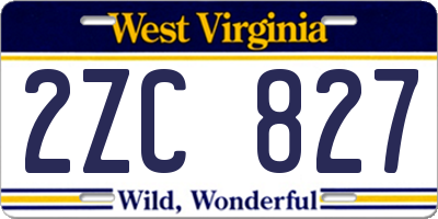 WV license plate 2ZC827