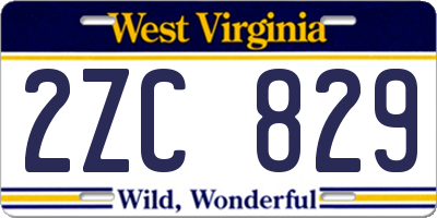 WV license plate 2ZC829