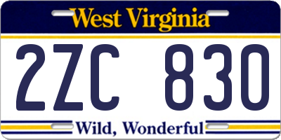 WV license plate 2ZC830