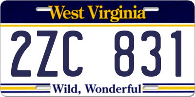 WV license plate 2ZC831