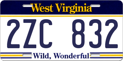 WV license plate 2ZC832