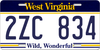 WV license plate 2ZC834