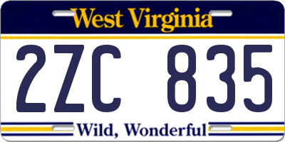 WV license plate 2ZC835