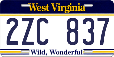 WV license plate 2ZC837
